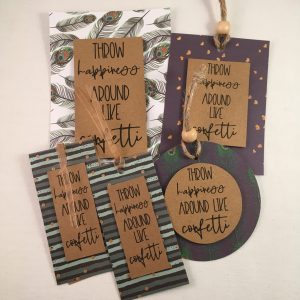 Kaarten & tags pakket thema; Throw happiness around like confetti